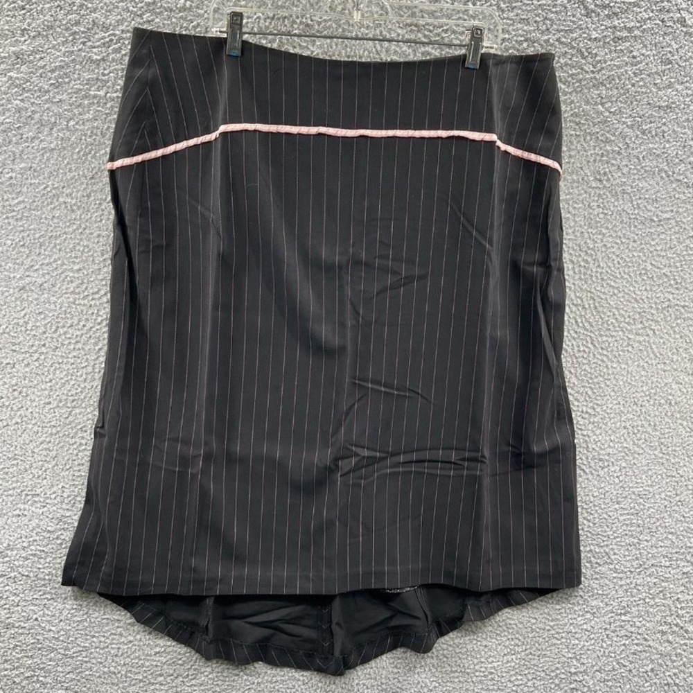 Womens Career Mini Skirt 2X Pinstripe Stretch Workwear Tailored Preppy Plus